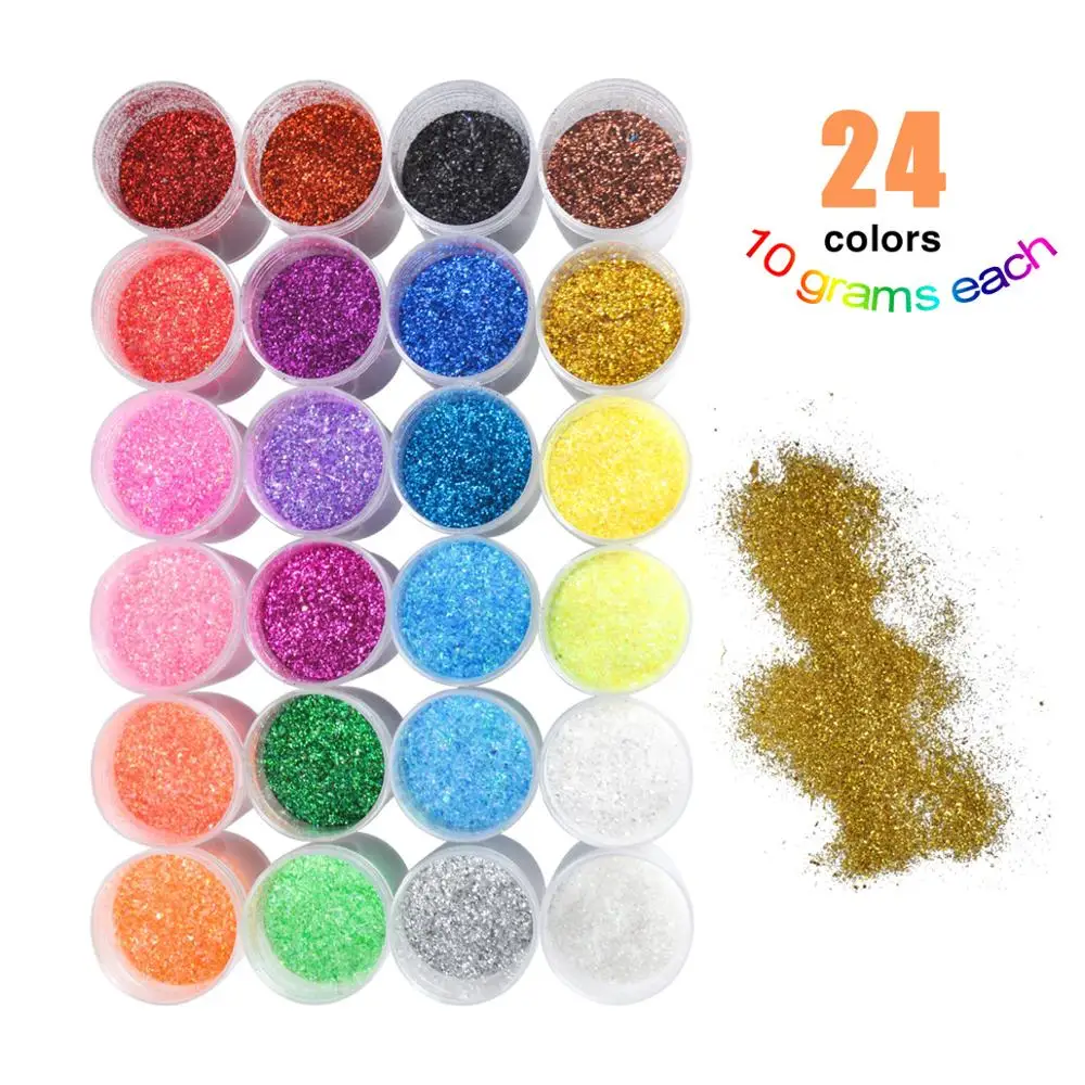 

24 Colors 10g Laser Hexagon Holographic Chunky Glitter Nail Tips Glitter Powder Mermaid Flakes Sparkly Glitter Resin Crystal mud