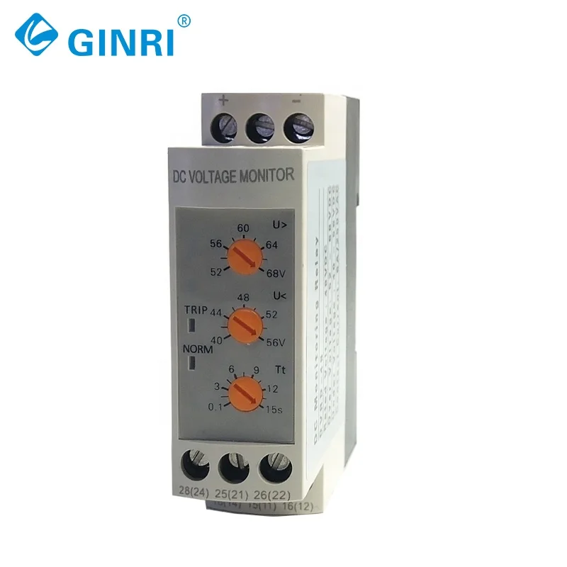 GINRI DC12V 24V 36V 48V    DVRD Voltage Monitor Relay Over Under Voltage Protection Relay