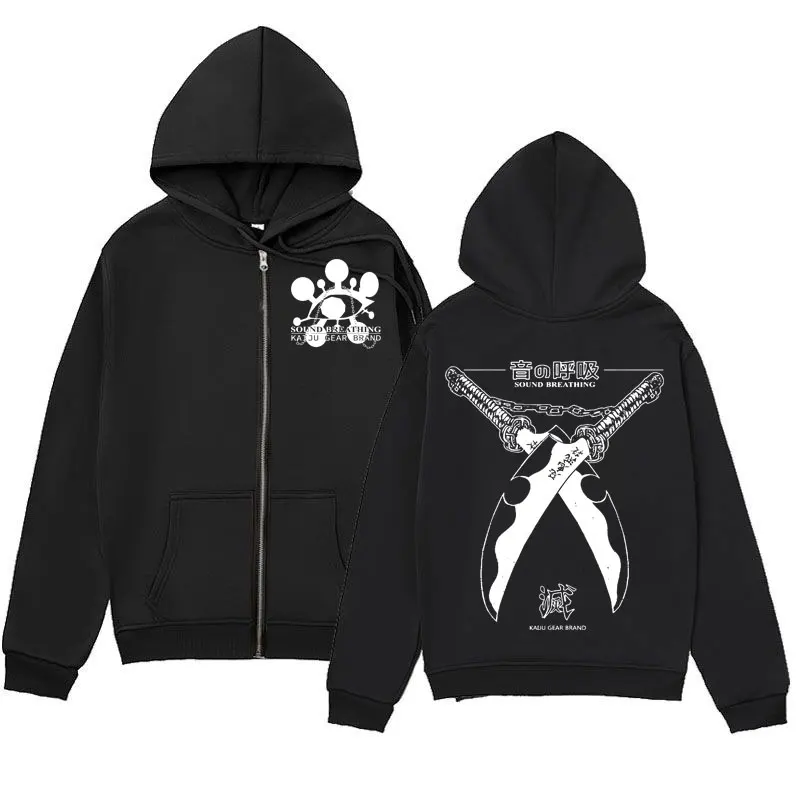 

Demon Slayer Anime Zipper Hoodie Tengen Uzui Sound Breathing Print Zip Up Pullovers Men Women Fashion Vintage Hooded Sweatshirts
