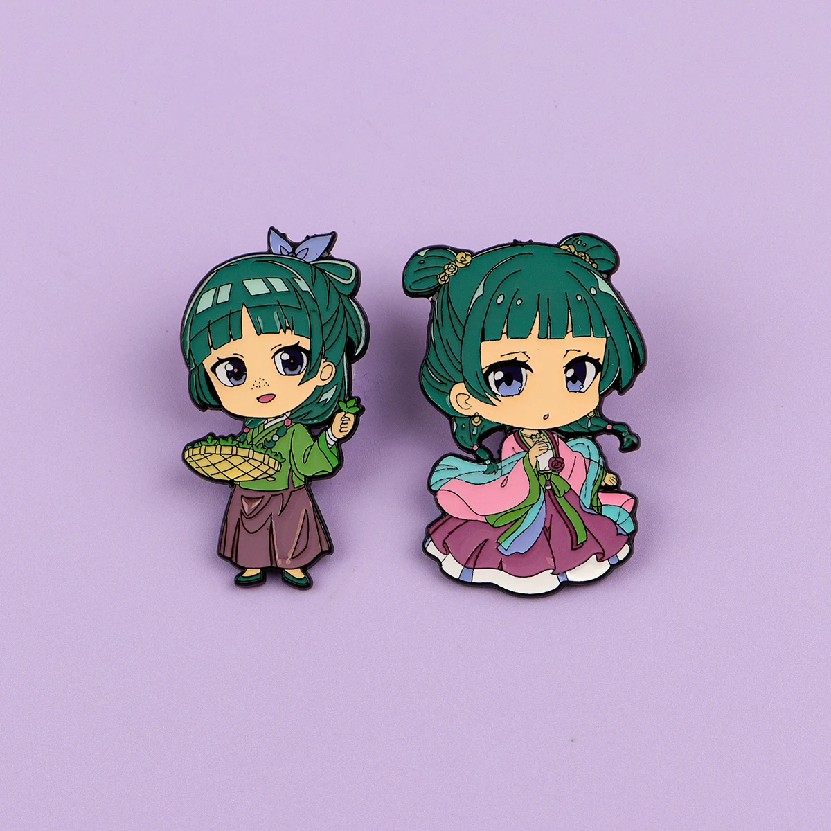 Grüne Haare Mädchen Emaille Pins Metall Manga Brosche Rucksack Hut Tasche Kragen Abzeichen Männer Frauen Mode Schmuck Sammlung Geschenk 2 teile/satz