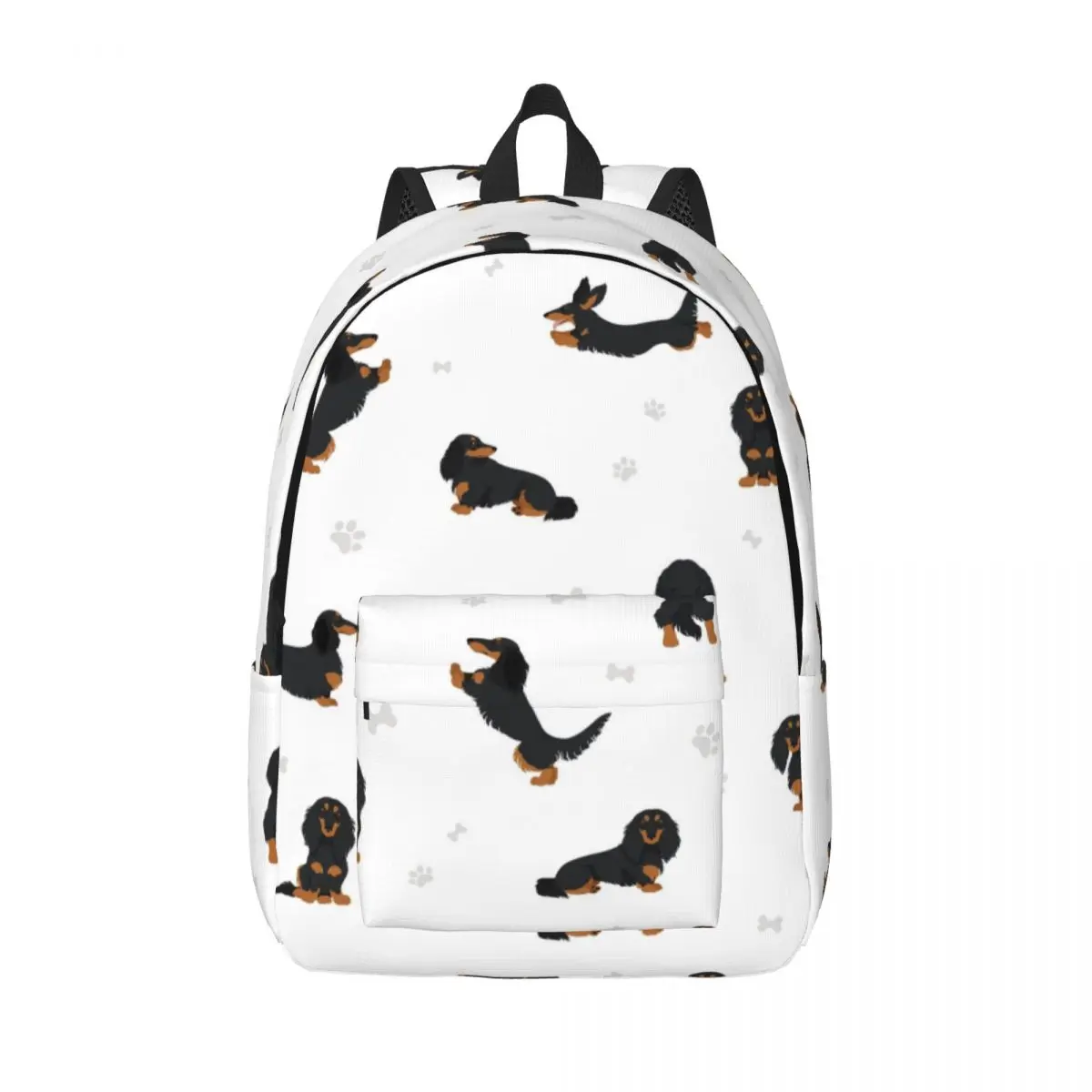 

Men Women Backpack Large Capacity School Backpack for Student Dachshund Long Haired With Different Poses School Bag