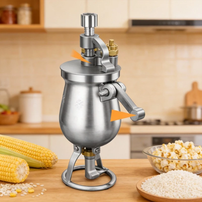 

120g Capacity Manual Popcorn Maker Hand Operated Puffing Machine for Rice Corn Snacks