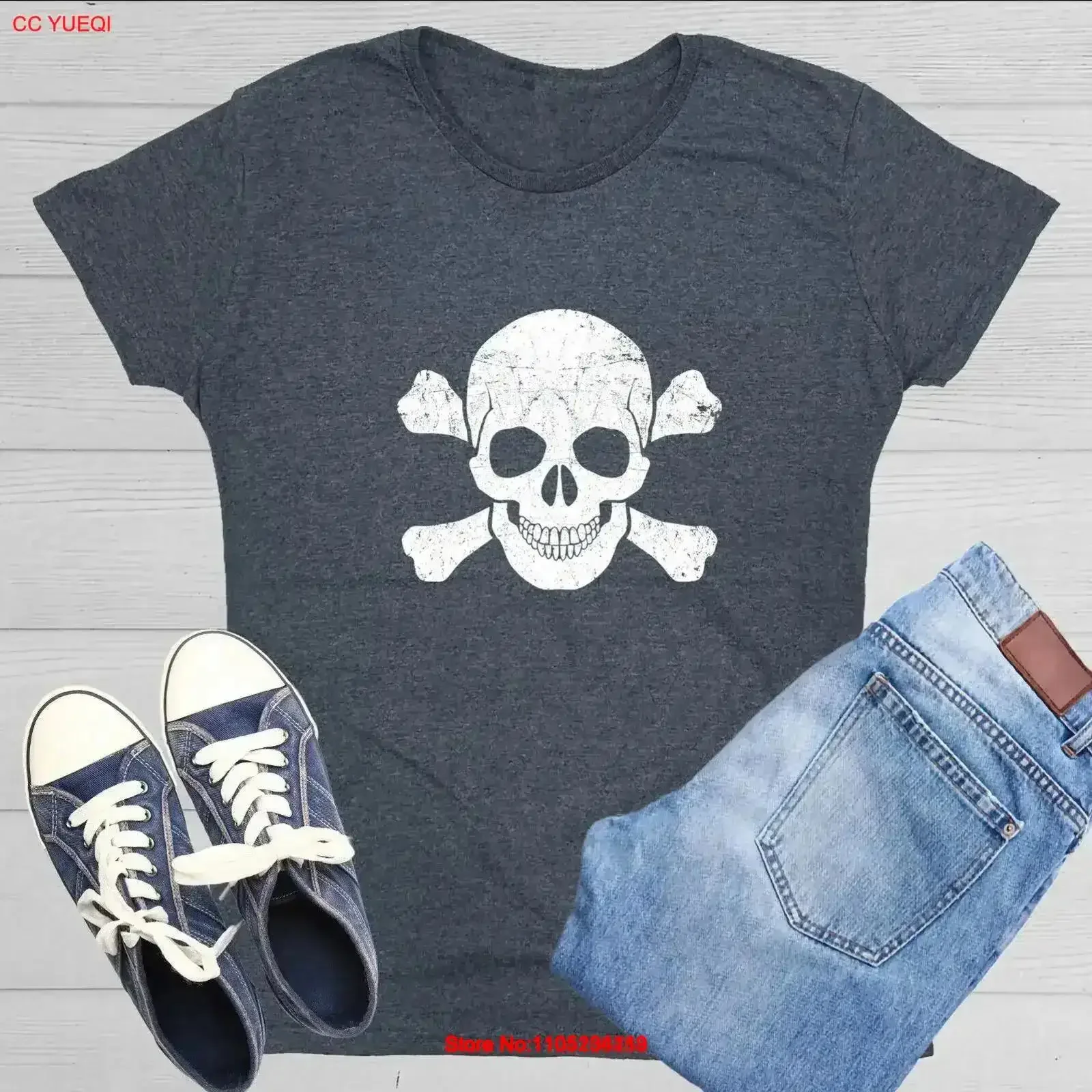 Skull Bones Sarcastic Novelty s Funny Womens T Shirt vintage Washed graphic Casual Top For Everyday Wear designer clothes