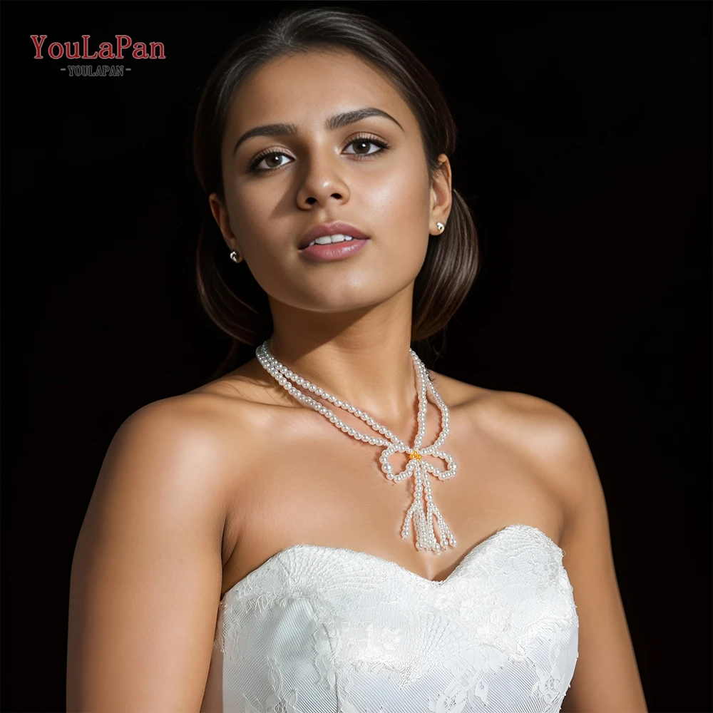 Youlapan Fashion Necklaces Pearl Women Layered Choker Luxury DIY Handmade Pearls Body Chains Beaded Bride Shoulder Cover VG104