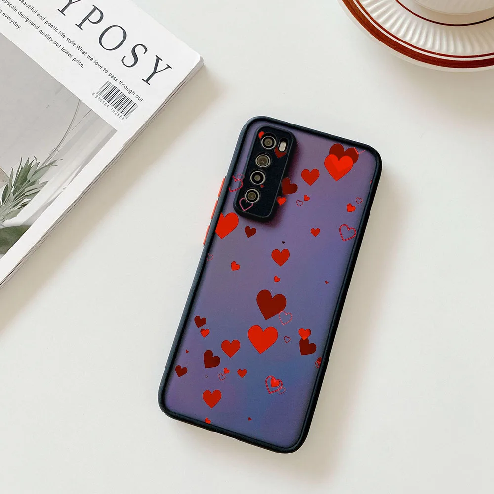 Skin Feel Translucent Phone Case For Samsung S22 A73 A72 A71 A54 S24 S23 S21 S20 fe Note20 S10 Heart Circle Dots Frosted Cover 