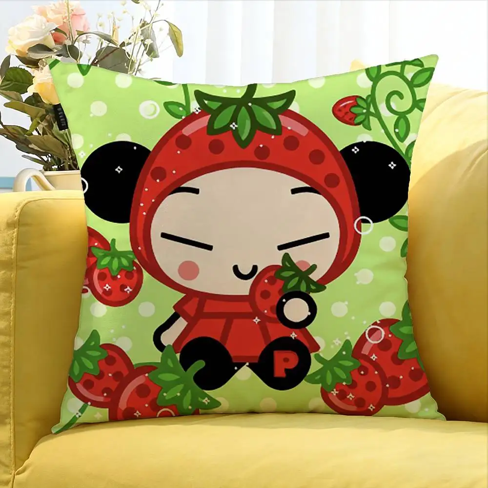 Cute Cartoon Pucca Garu Anmie  Various Sizes Square Pillow Case For Car Home Bedchamber Decor