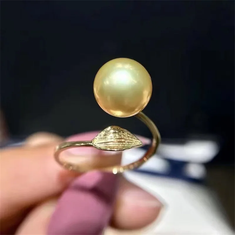 8-9mm Pearl Ring Designer 18K Ring  Fashion Women Classic Wedding Christmas present Banquet Ring 08033