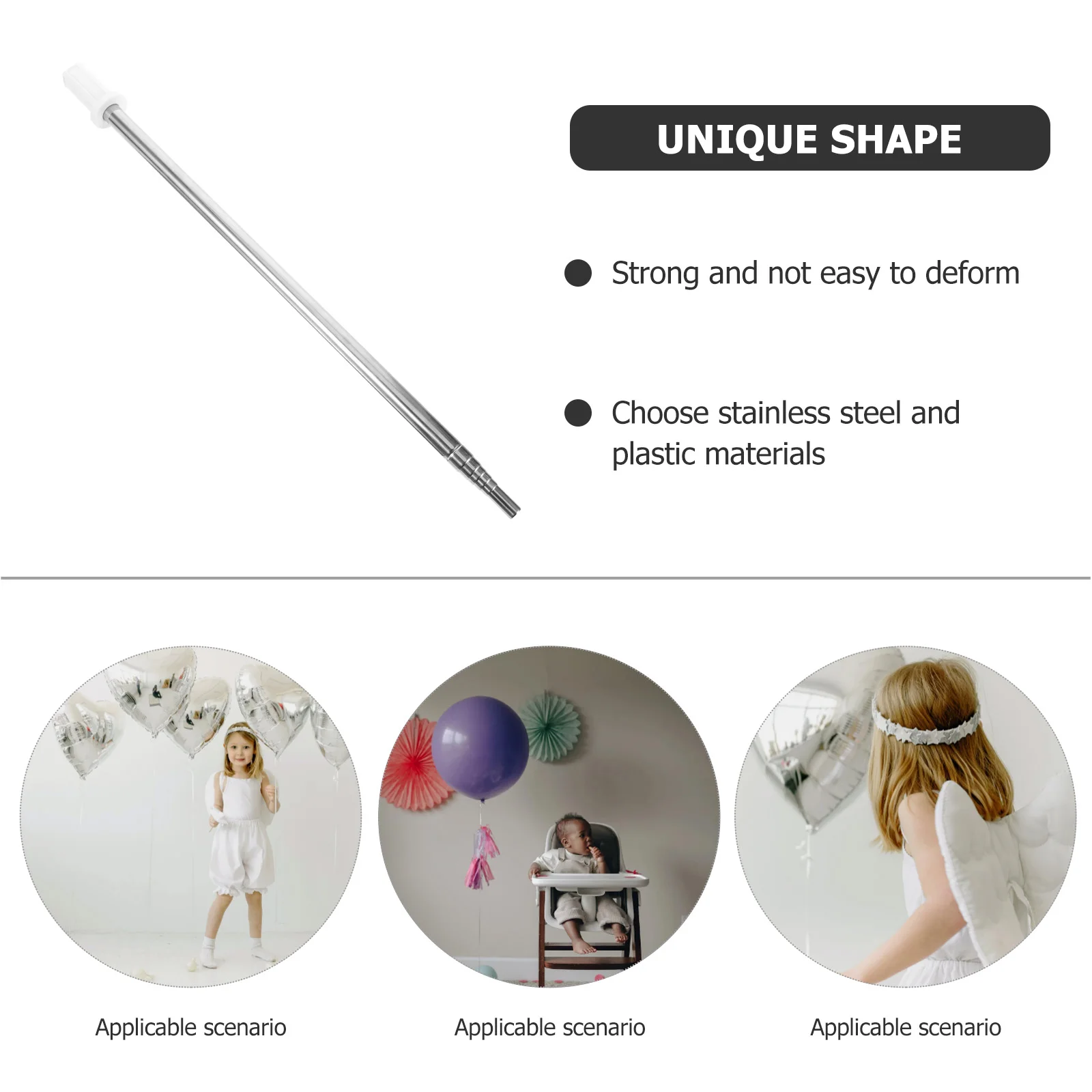 

1 Set Balloon Column Stand Kit Stainless Steel Floor Party Wedding Reusable Lightweight Adjustable Metal Balloon Support Pole