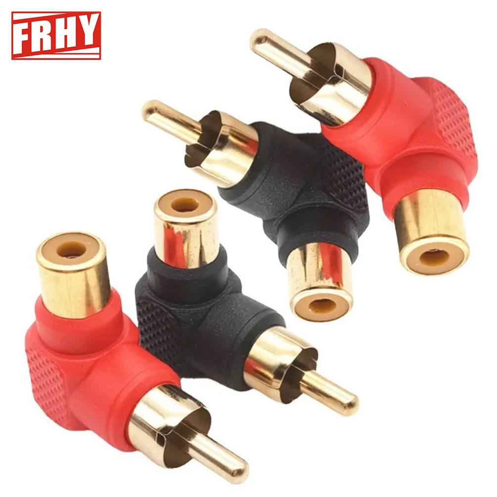 4PCS 90° RCA Male to Female Right Angle Adapters Gold-Plated Brass Elbow Connectors for Audio Video Cables Space-Saving