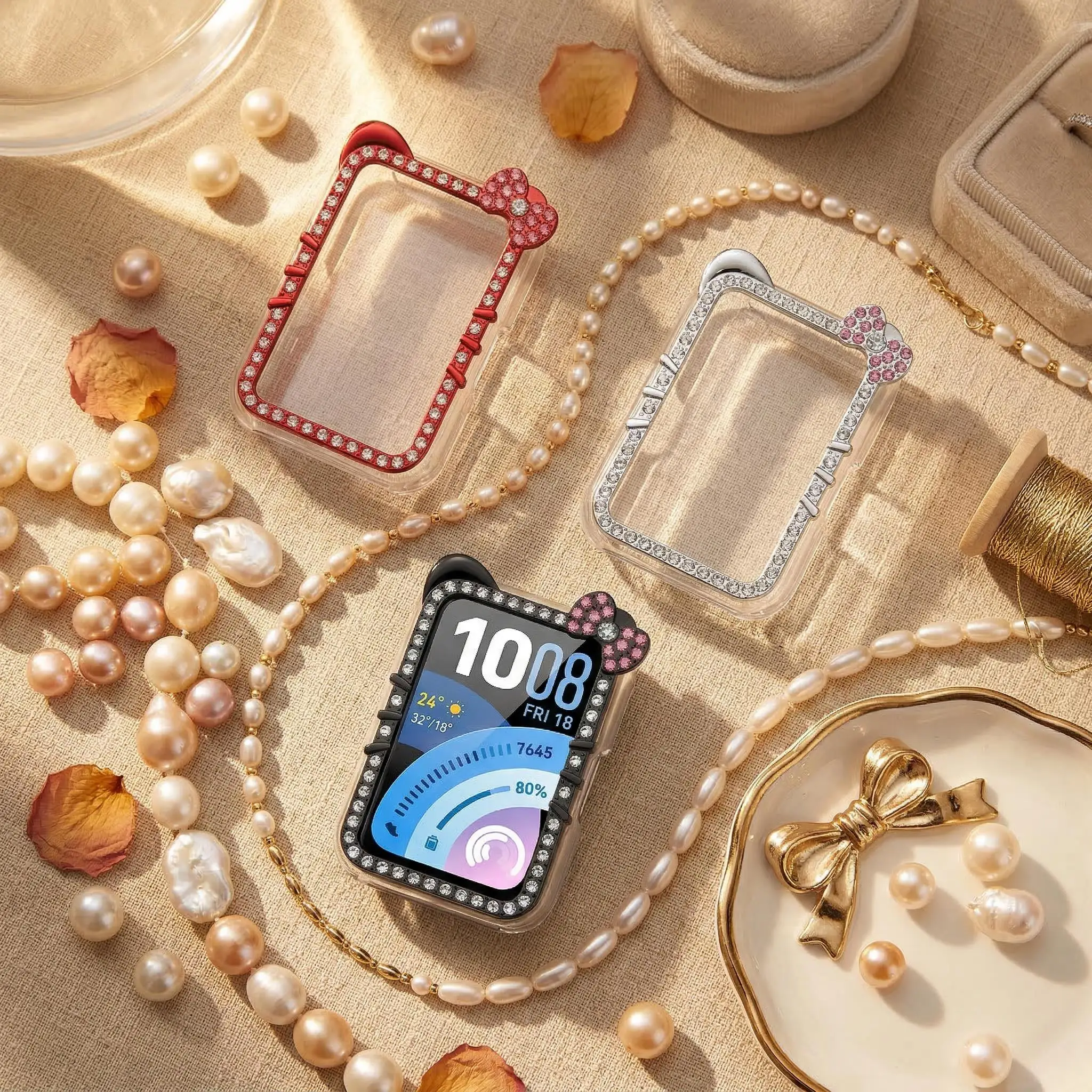 Diamond Hollow Case for Huawei Band 11 Protector Bumper Frame shell Watchcase Screen Anti-scratch Cover Decorate Accessories