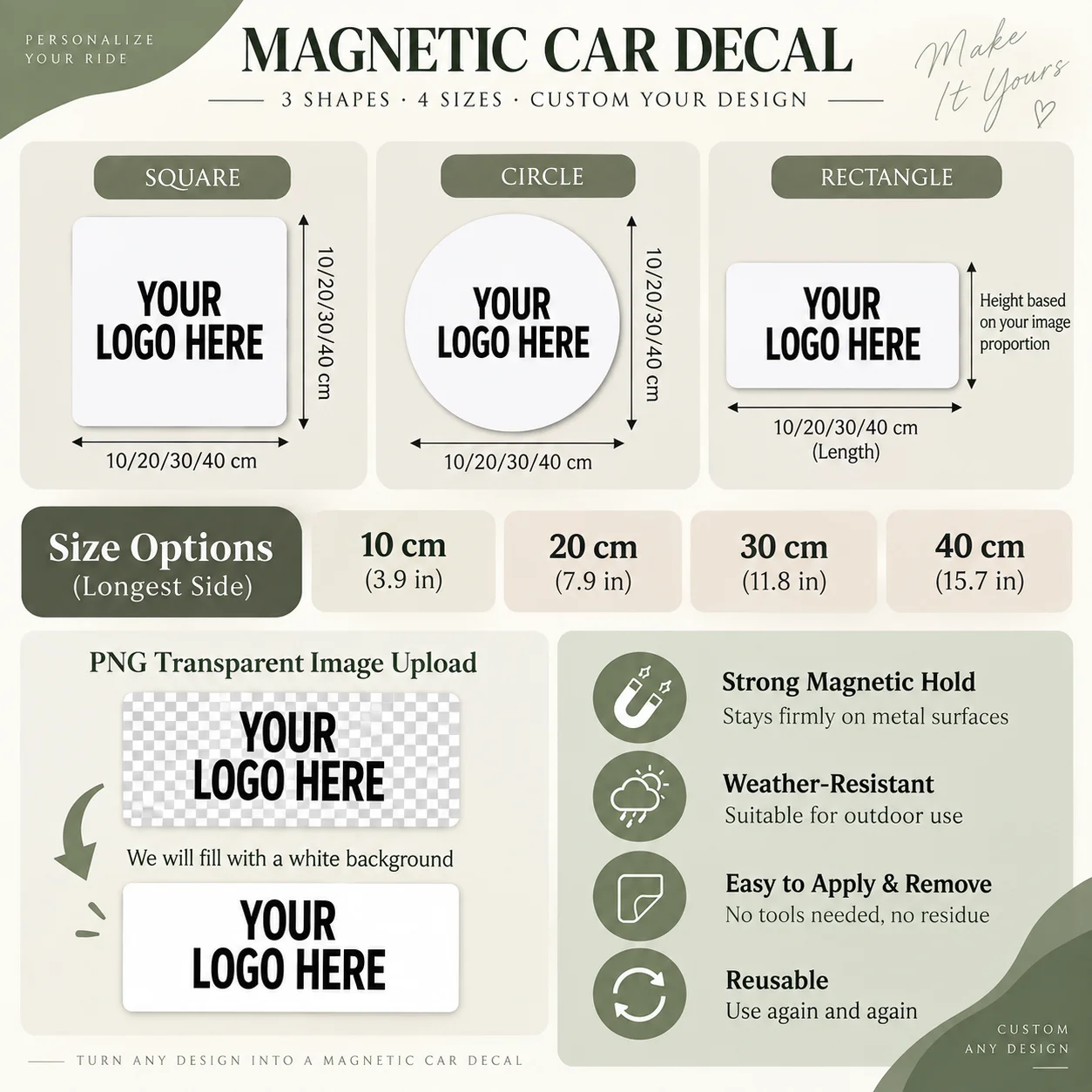 Custom Die‑Cut Car Magnet Sticker,Personalized Logo Text Magnetic Decal,Waterproof Removable Vehicle Door Sign,Any Shape - view 5