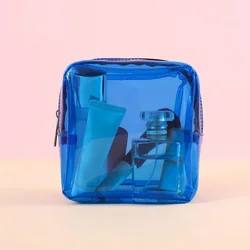 Borse per il trucco trasparenti con cerniera per donna in PVC custodia per la bellezza Organizer da viaggio borsa per il lavaggio del bagno piccola borsa per cosmetici trasparente quadrata