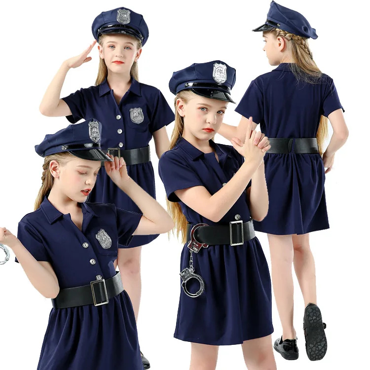 loween Cute Police orm Outfit Tuta lunga Sve slim fit Dr per bambini della scuola materna e della scuola primaria