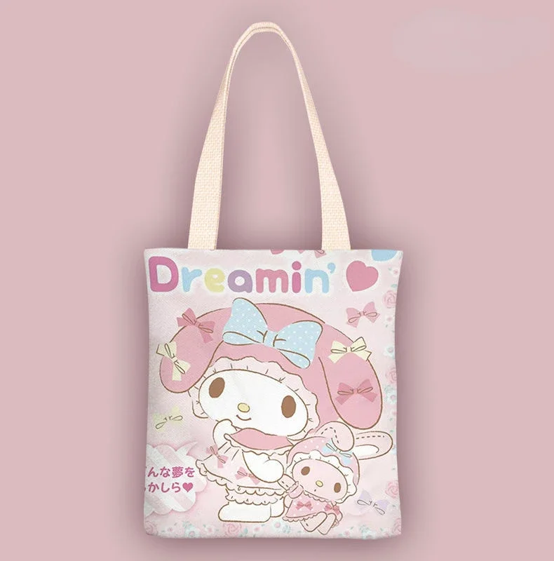 Sanrio Kawaii Anime Cartoon Series Bolsa de Lona, Pequena, Fresca, Uma Variedade de Populares, Presentes Estudantis, Simples, Classe