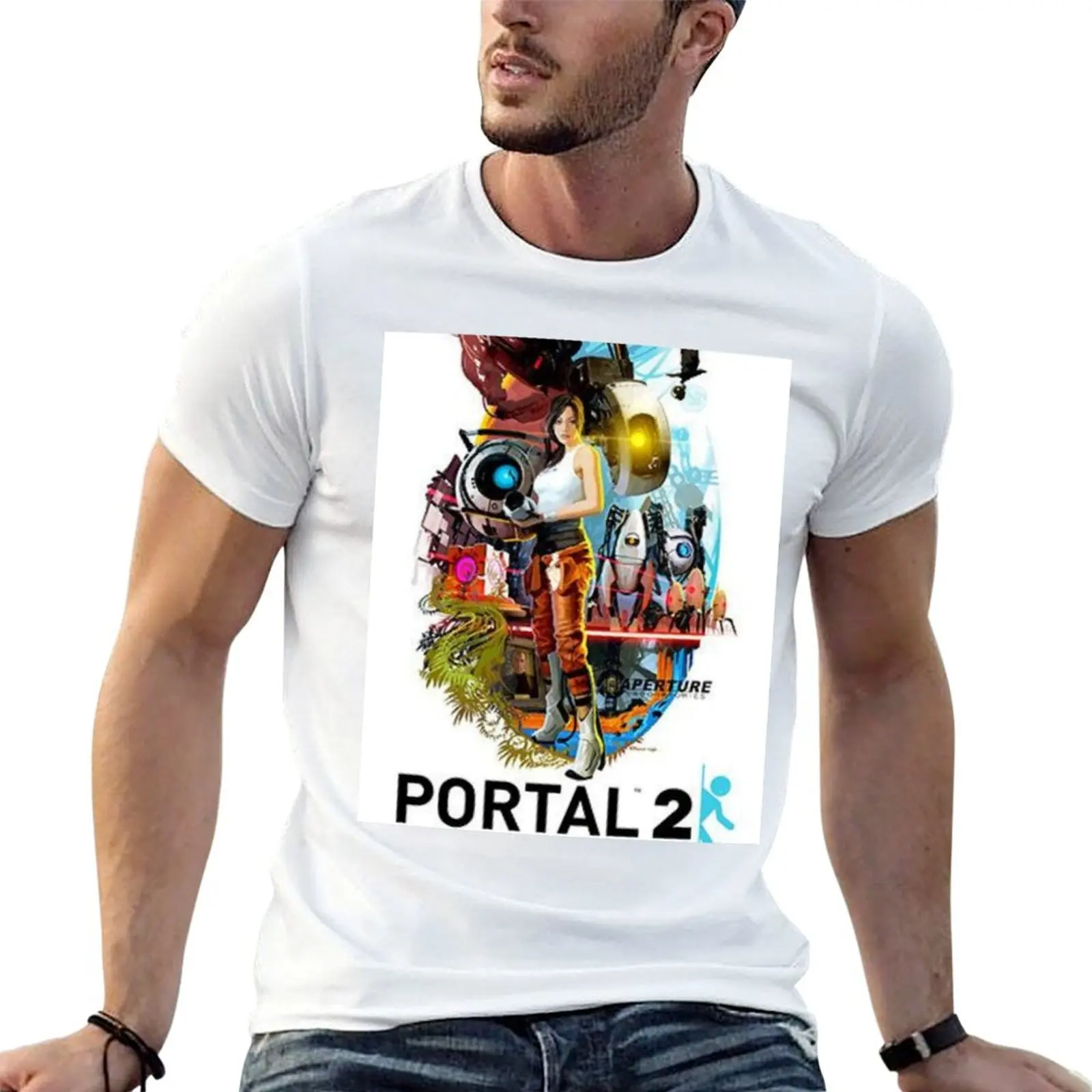 Portal 2 Poster T-Shirt Fashion Simple Casual Tee Shirt