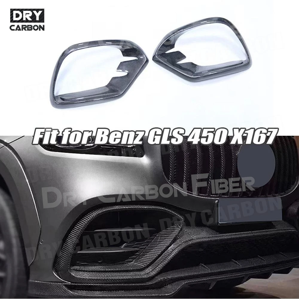 Dry Carbon Front Bumper Air Vent Trim Side Outlet Intake Frame For Benz GLS Class X167 GLS450 Sport 2020-2022 Tuning