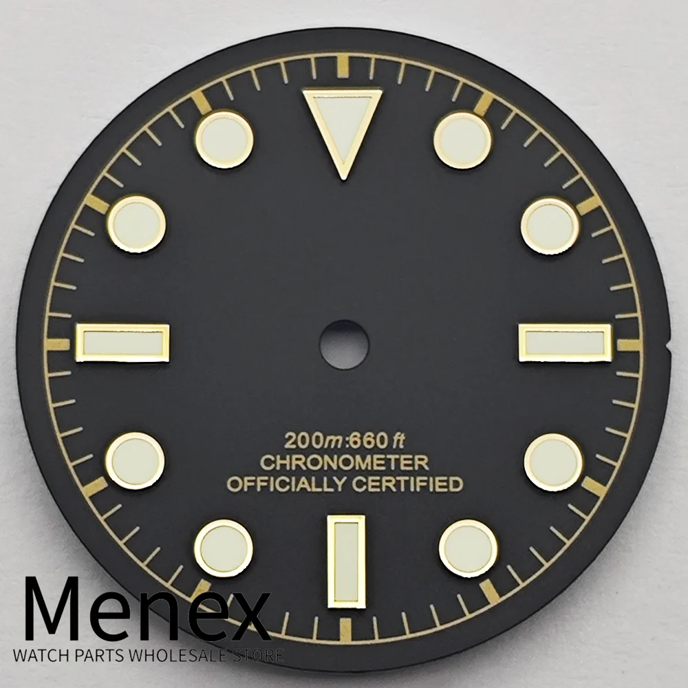 Menex 28.5mm Red Sunray Sunburst Watch Dial Luminous Fit NH34 NH35 ETA2824 2836 Miyota82 DG Movement Watch Replacement Parts