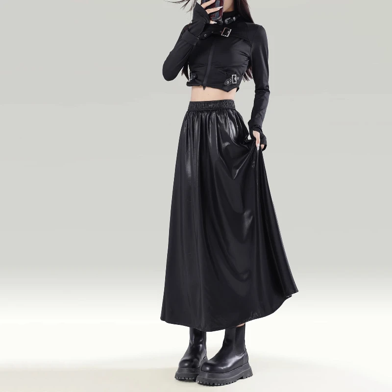 

Высококачественная одежда Maillard с юбкой из искусственной кожи, женская осенне-зимняя модная тонкая распашная юбка в стиле ретро с высокой талией