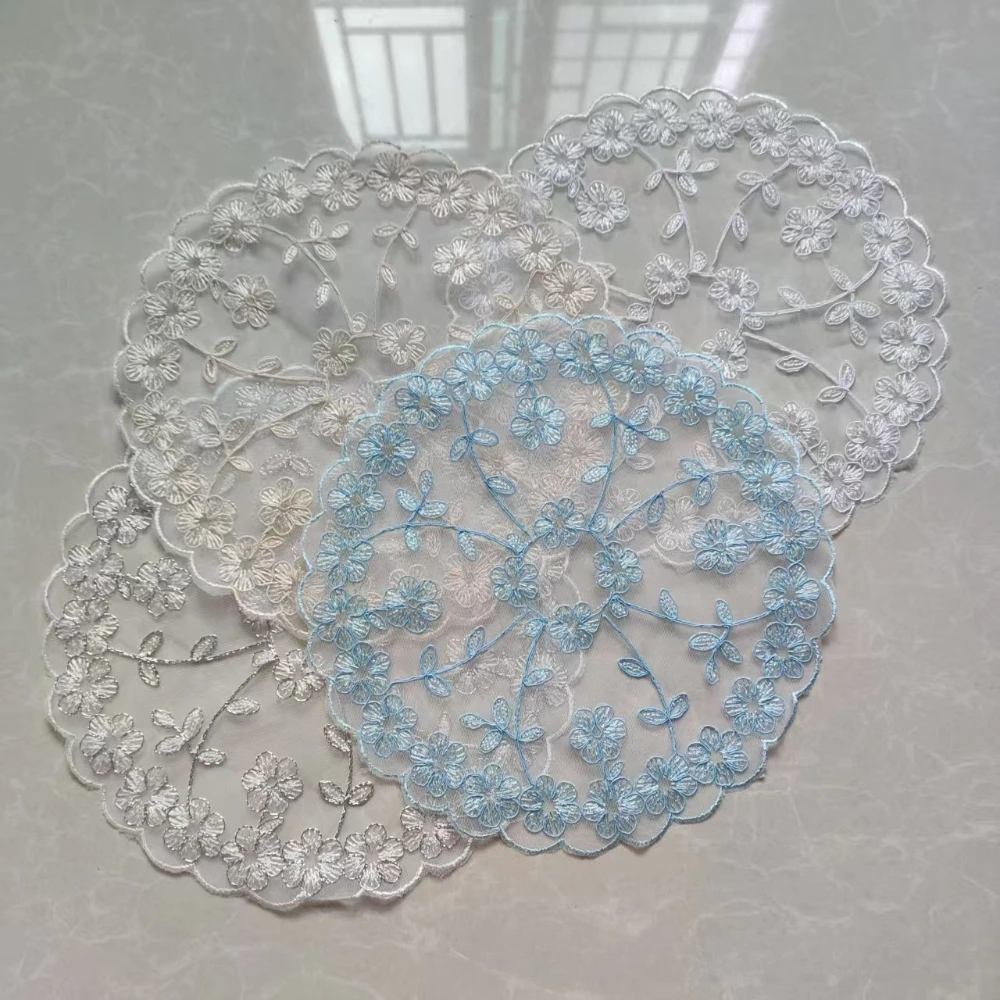 Beautiful Floral Placemats 30cm Round Plum Blossom Embroidery Vase Mat Home Ornaments