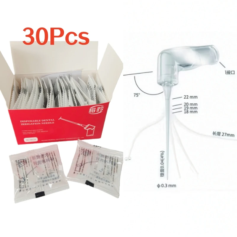 

30Pcs Dental PD Tips IrriFlex Style Root Canal Irrigation Flexible Tips Endo Syringe Root Canal Washing Needle Tip Tools