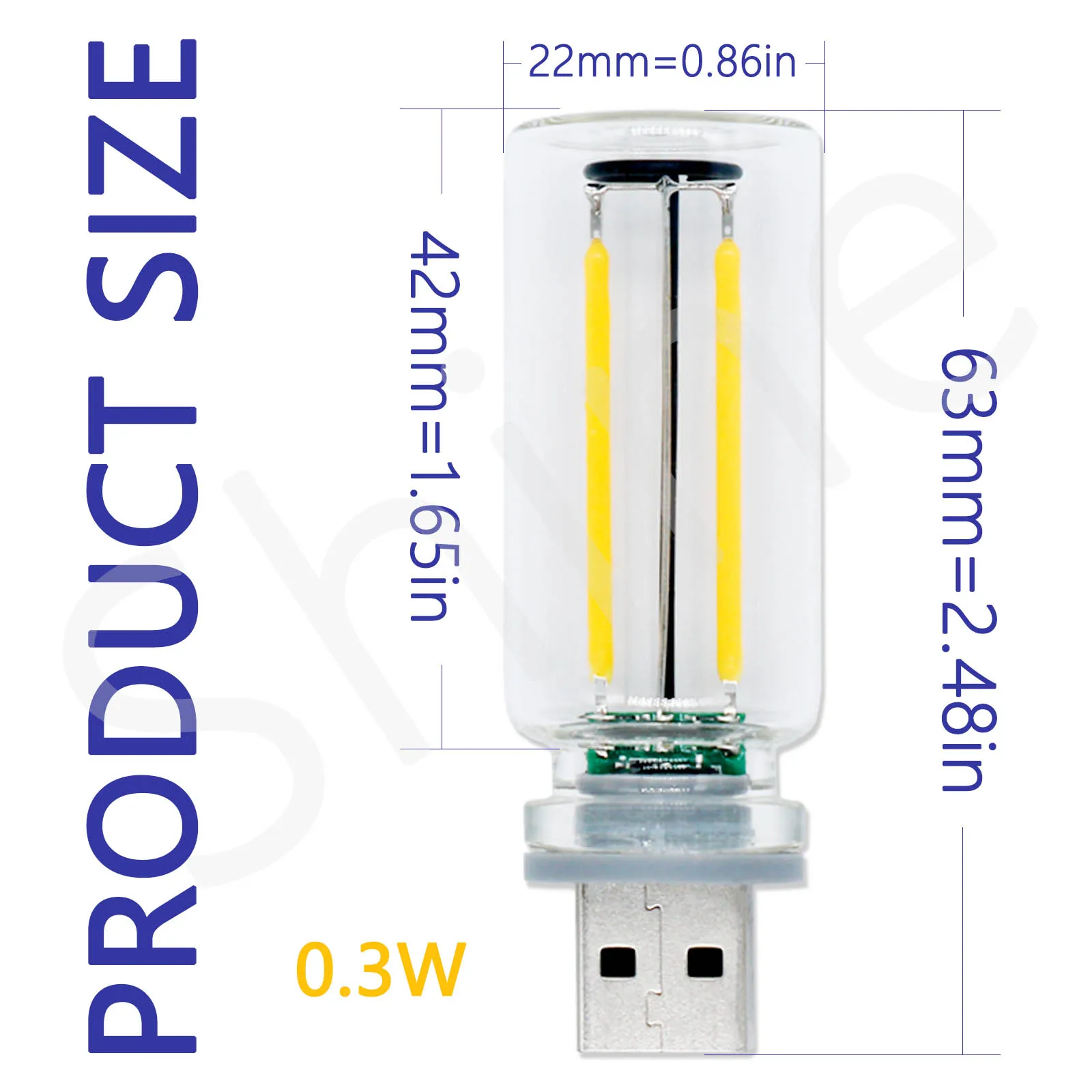 USB 5V 2 pezzi Retro Edison Dimming Bulb Sorgenti luminose 0.3W LED Interfaccia di alimentazione mobile Luce Illuminazione portatile Luce notturna