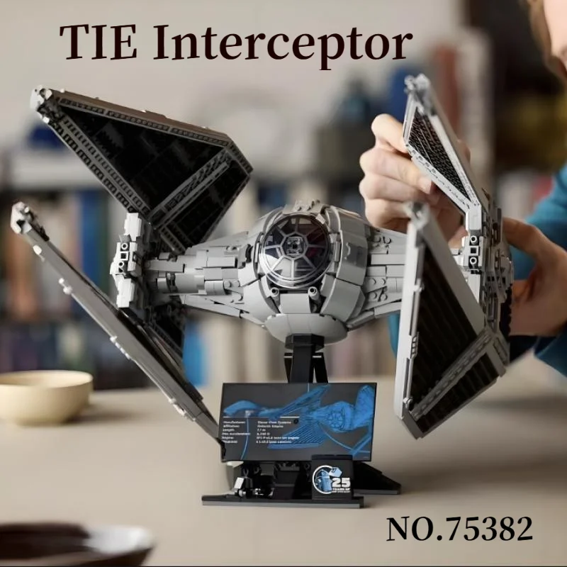 Spaceship MOC TIE Interceptors Building Blocks Modified from Imperial Fighters Model 75382 Assembly Bricks Toys Christmas Gift