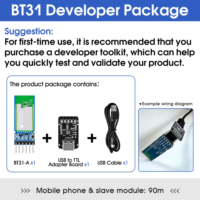 DX-BT31 big data 60kb/s SPP3.0+BLE5.0 modulo Bluetooth dual mode trasmissione UART distanza 90m Comandi AT