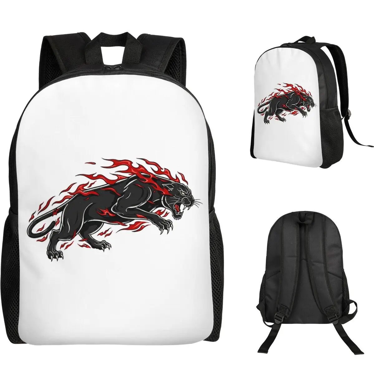 Fiery Panther Flaming Beast Student Backpack School Bag Hiking Travel Daypack for Men Women Fashion Bookbag Shoulder Bags