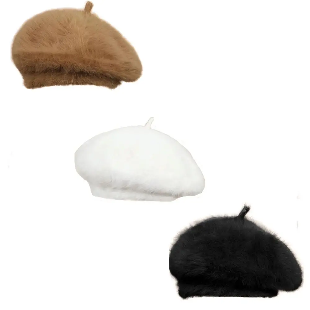 Flat Hats Thicken Beret Hat Warmer Retro Autumn Winter Cap Panama Hat Solid Color Warm Beanie Hat Party