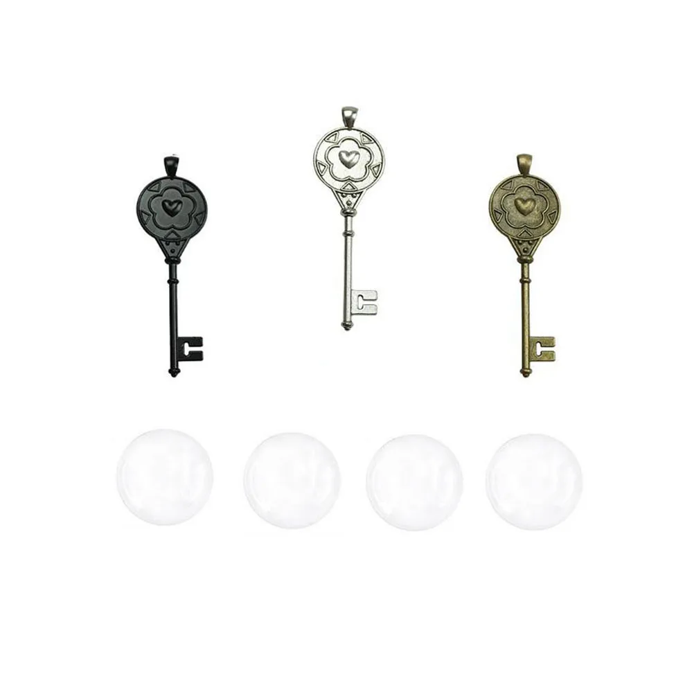 

36pcs Retro Base Vintage Key Bottom Bracket Alloy Diy Pendant Decor Supplies Jewelry Time Precious Stone Bottom Bracket Craft