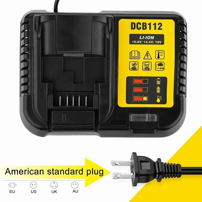 Aleaivy 20V battery DCB200 8.0Ah for DeWalt MAX electric tool electric drill electric wrench 18650 battery,DCB112 charger