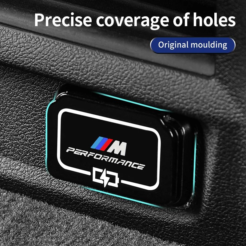 Car Rear Seat USB Charging Protect Cover Auto USB Interface Trim Sticker For BMW G30 G32 6GT G20 G01 G02 X3X4X5 G05 F48 F39 X1X2