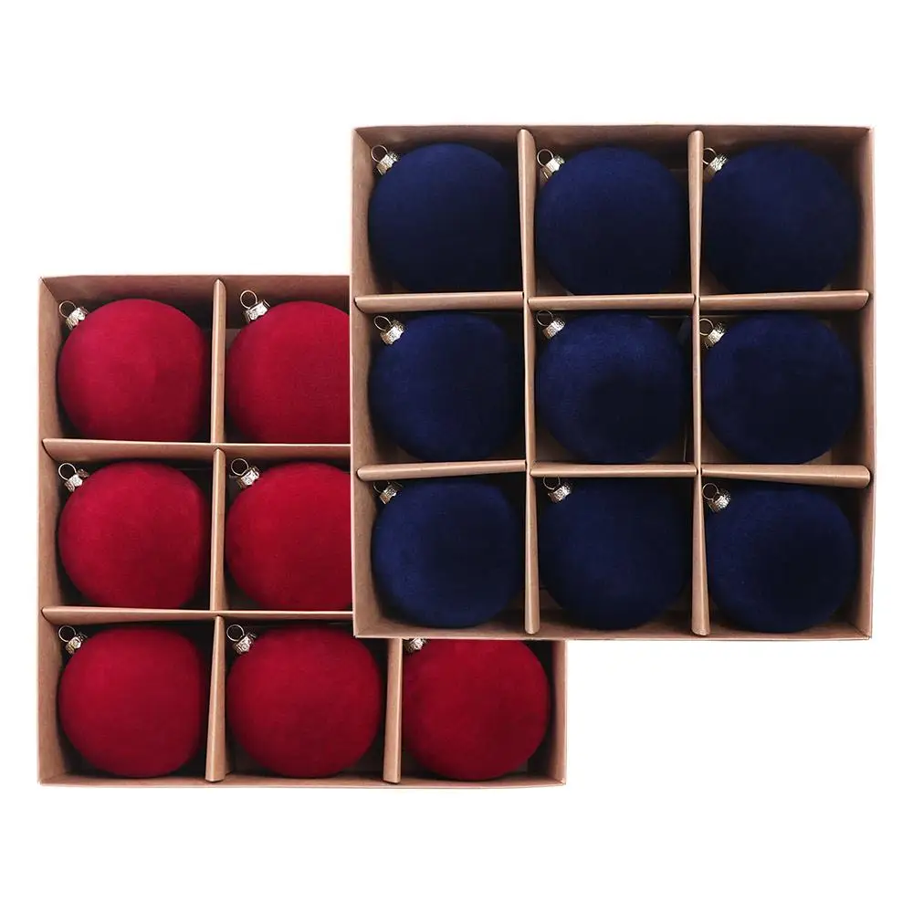 Boule de noël en velours de 10cm, pendentif floqué, boules suspendues de noël réutilisables, incassables, ornements d'arbre de noël, cadeaux de fête
