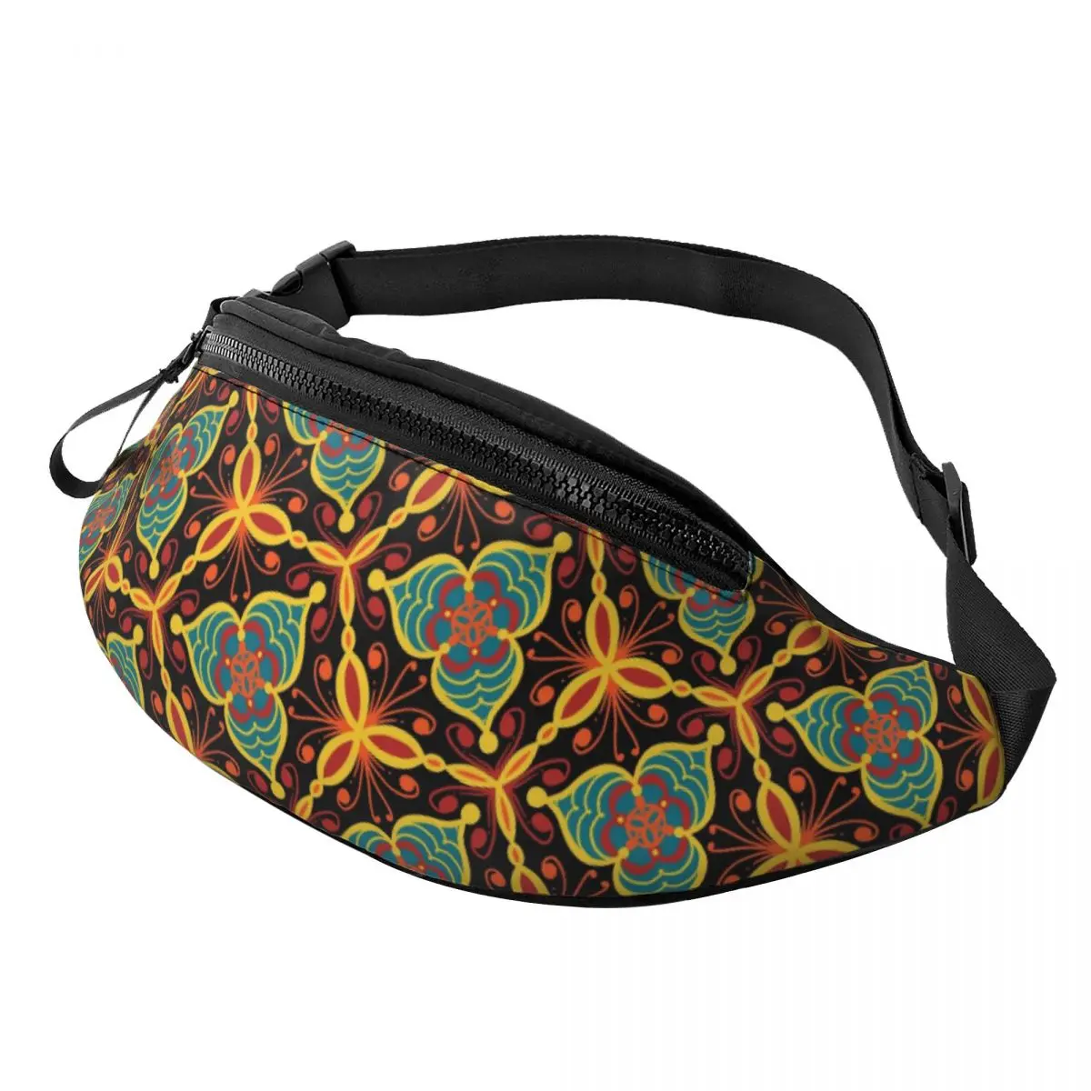 Custom Geometric Ethnic Flower Fanny Bag Customized African Ankara Style Crossbody Waist Pack Men Women Phone Money Pouch
