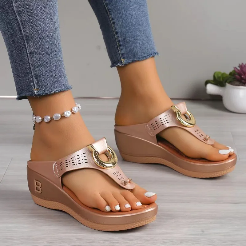 Summer Slippers Women 2025 Big Size Platform Wedges Sandals Slippers Non-Slip Open Toe Flip Flops Ladies Comfortable Beach Shoes image 4