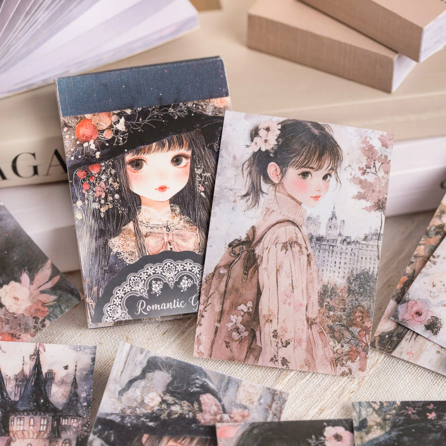 50 قطعة/1 مجموعة لوحات مذكرة المواد ورقة رومانسية فتاة غير المرغوب فيه مجلة سكرابوكينغ الرجعية زخرفة خلفية