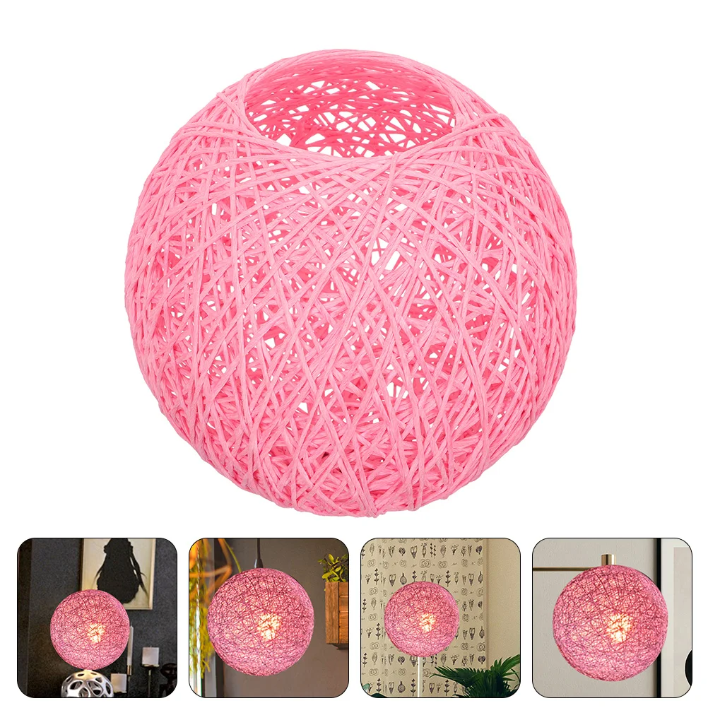 

Rattan Ball Lampshade Woven Takraw Small Boho Modern Protective Dustproof Bedroom Living Room Study Office Decor Lighting