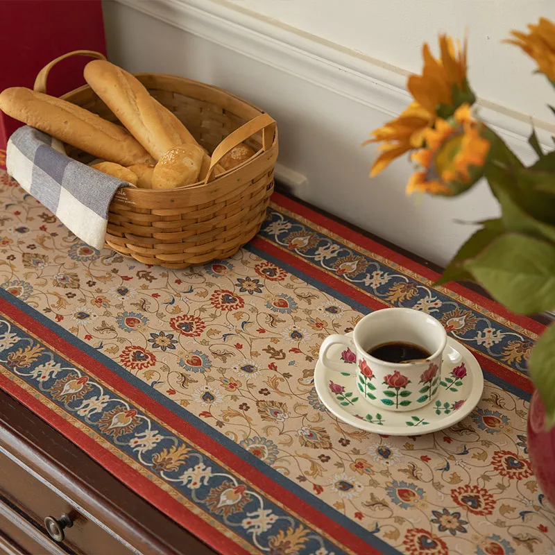 Retro Table Flag Tea Flag Cloth Fringed Long Table Cloth Restaurant Home Entrance Tablecloth Long Strip