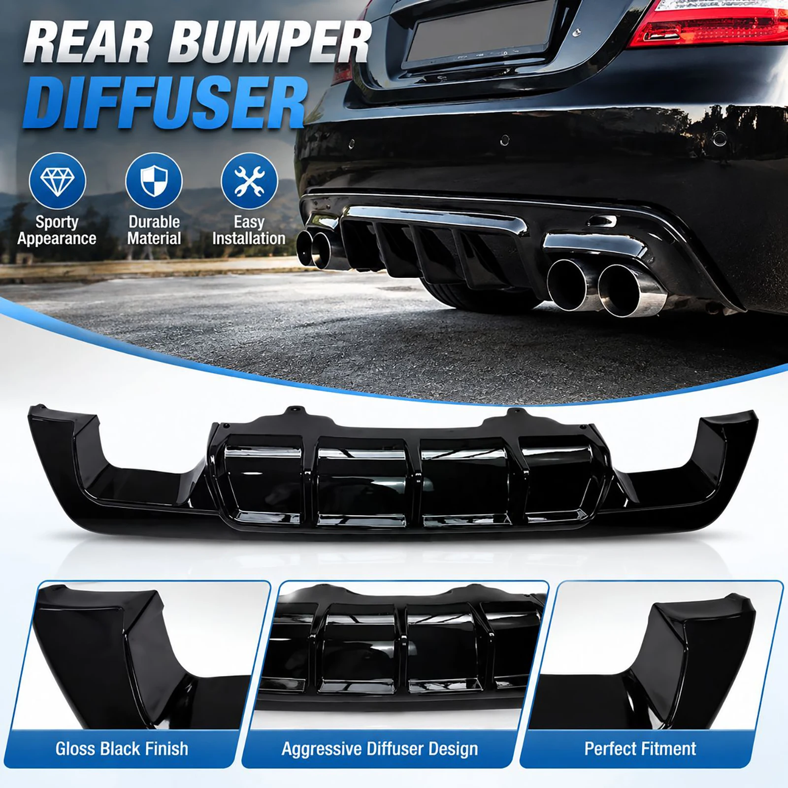 Heckdiffusor-Splitter für BMW 5er E60 E61 2004-2010 M Sport MP Style Heckspoiler Karosserie-Kit