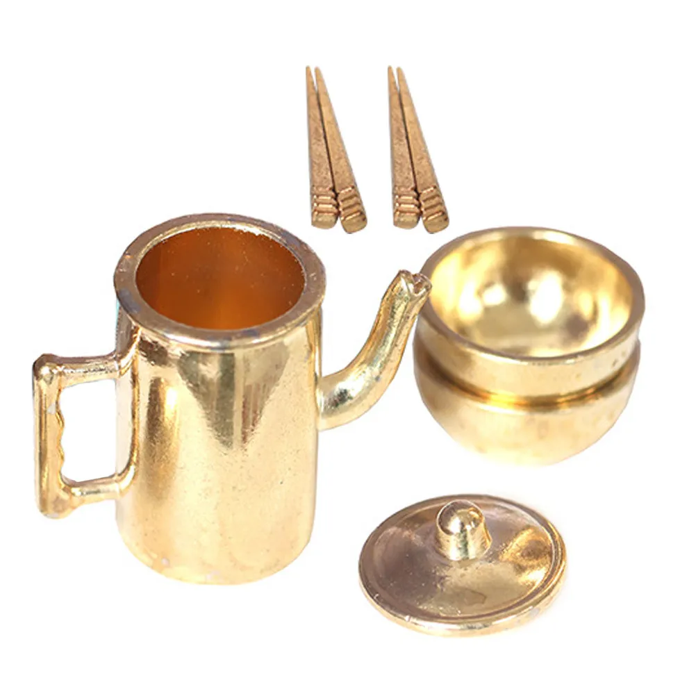 

1Set Miniature Tableware Ornament Decorative Kitchen Props Exquisite Style Bright Color Miniature Tableware Set