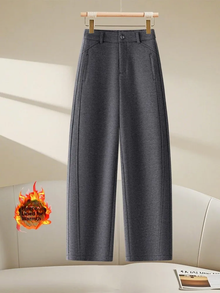 レディース ウール混 カジュアル ナイフエイプパンツ ハイウエスト ストレートレッグパンツ ライトアイ 冬 通勤 ファッション