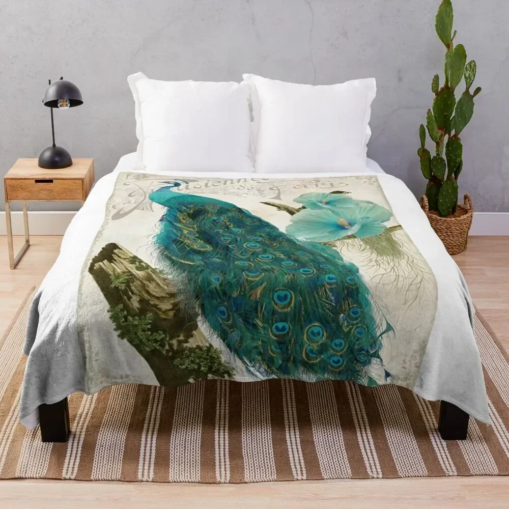 

Les Paons I Throw Blanket Warm Plush Fuzzy Blanket for Living Room