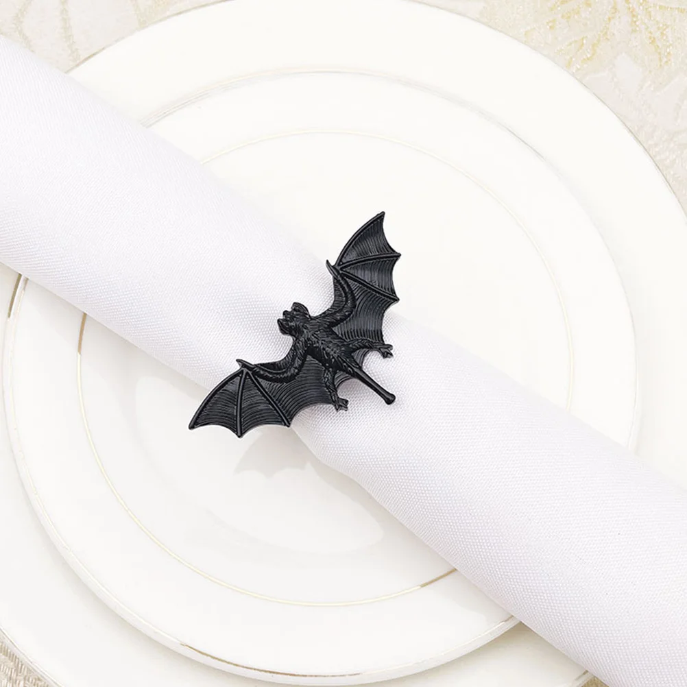 

4Pcs Party Bat Napkin Rings Creative Bat-Shaped Metal Buckles for Festive Table Setting Decoration Bat Napkin Buckles