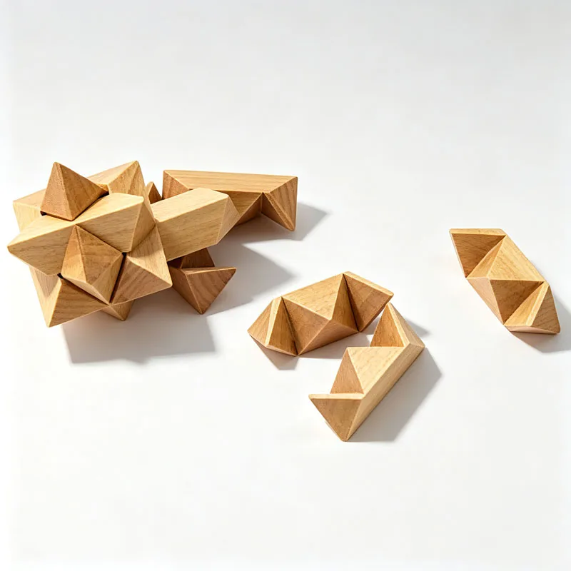 Luban Lock Rompecabezas Double Star Wooden 3D Puzzles Interlocking Brain Teaser Adults & Kids Educational Toys IQ Challenges 