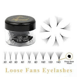 AGUUD 100/300/500 Loose Fans Sharp Narrow Stem Premade Volume Fans Lash Thin Pointy Base Russian Premade Volume Fans Lash Cilios