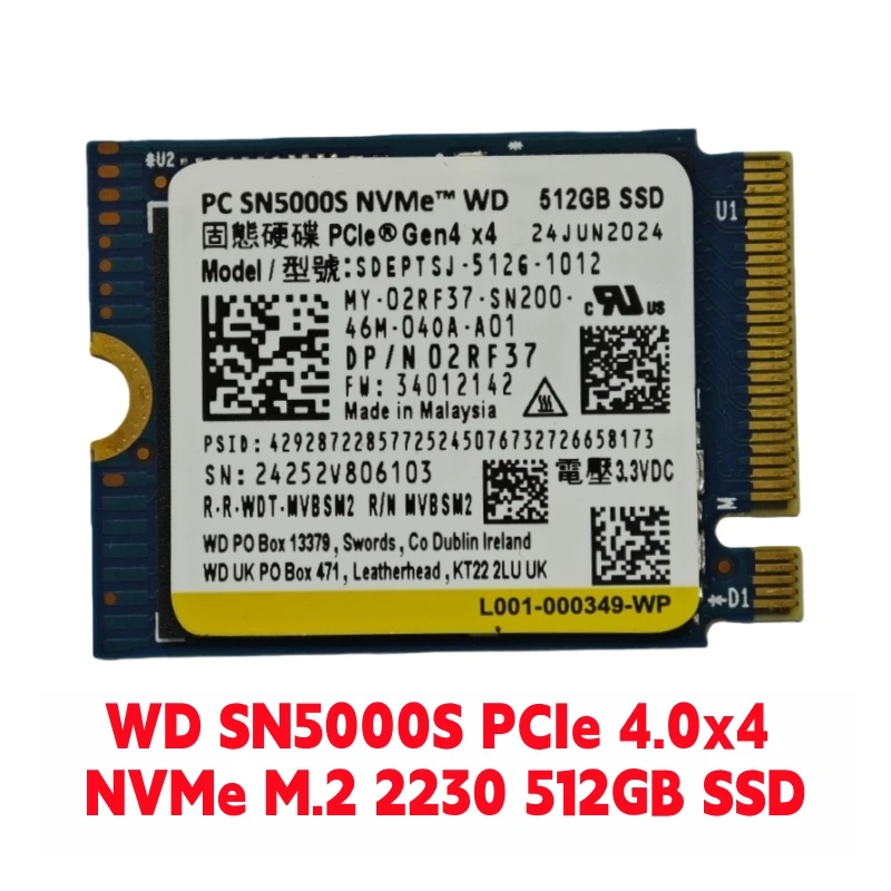 WD SN740 1TB 2TB PCIe 4.0x4 NVMe M.2 2230 Solid State Drive untuk Steam Deck Microsoft Surface ProX & SN5000S 512GB & SN740 256GB
