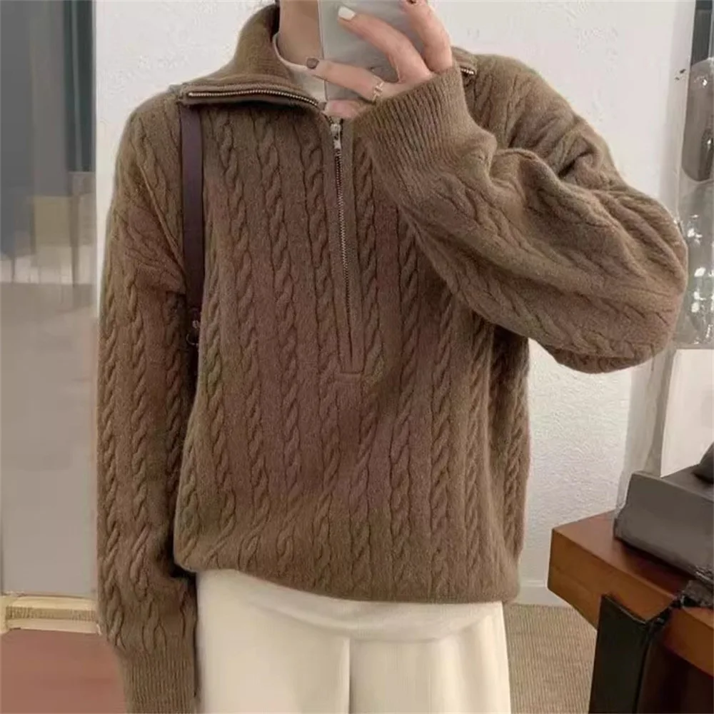 Women Zipper Maxi Sweater 2024 Cardigan Kintted Jacket Streetwear Long Spring Autumn Loose Winter Warm Jumper Coat Cardigans