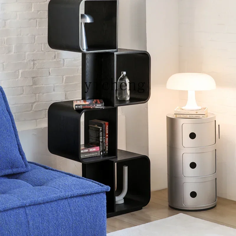 Étagère de présentation V21, style nordique, rétro médiéval, en bois courbé, pour disques vinyles, bibliothèque noire