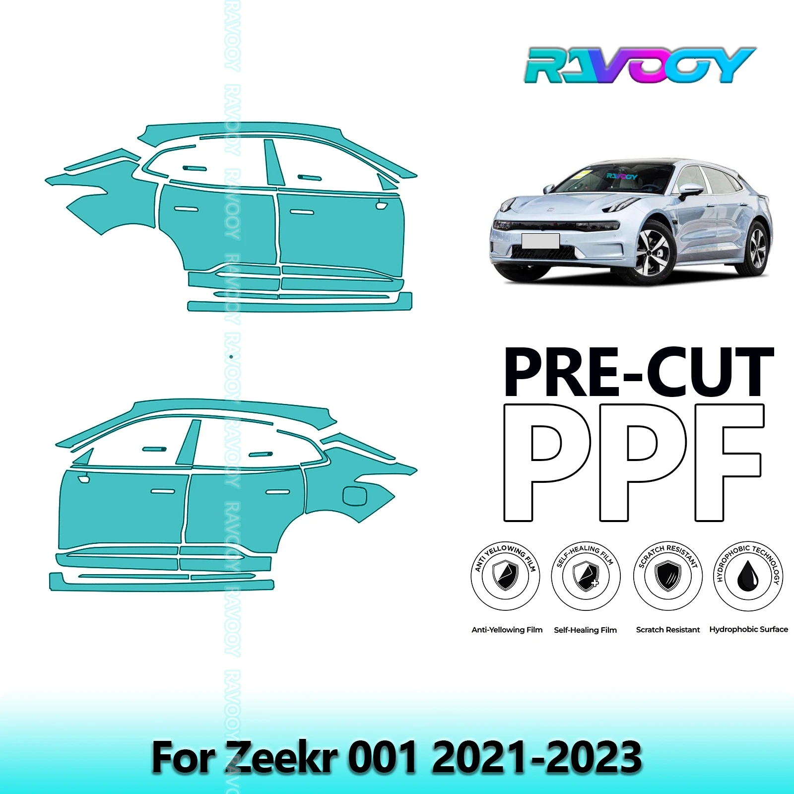 

For Zeekr 001 2021-2023 8.5mil Clear Matte Pre-Cut PPF Door & A/B Pillar Kit TPU Paint Protection Film Set
