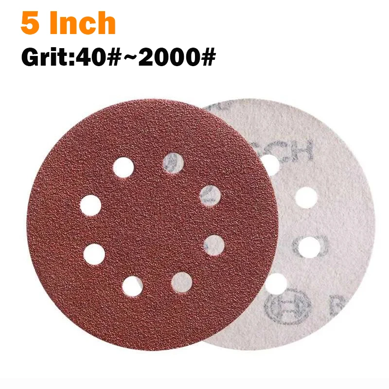 

2~10Pcs Sanding Discs 5 Inch 8Holes Hook Loop Adhesive Sandpaper 125mm 60~2000 Grits for Random Orbital Sander Abrasive Sheets